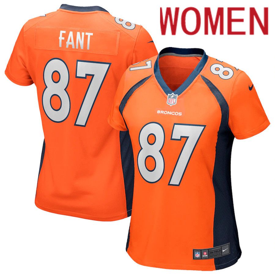 Women Denver Broncos #87 Noah Fant Orange Nike Game NFL Jersey->women nfl jersey->Women Jersey